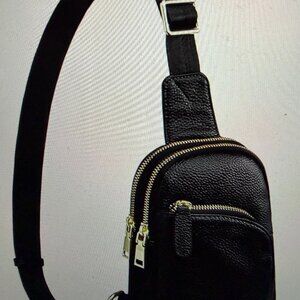 S-ZONE Genuine Leather RFID Blocking Small Sling Bag Women Crossbody Fanny Pack